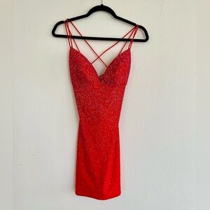 Sherri Hill Red Plunge Cocktail Dress